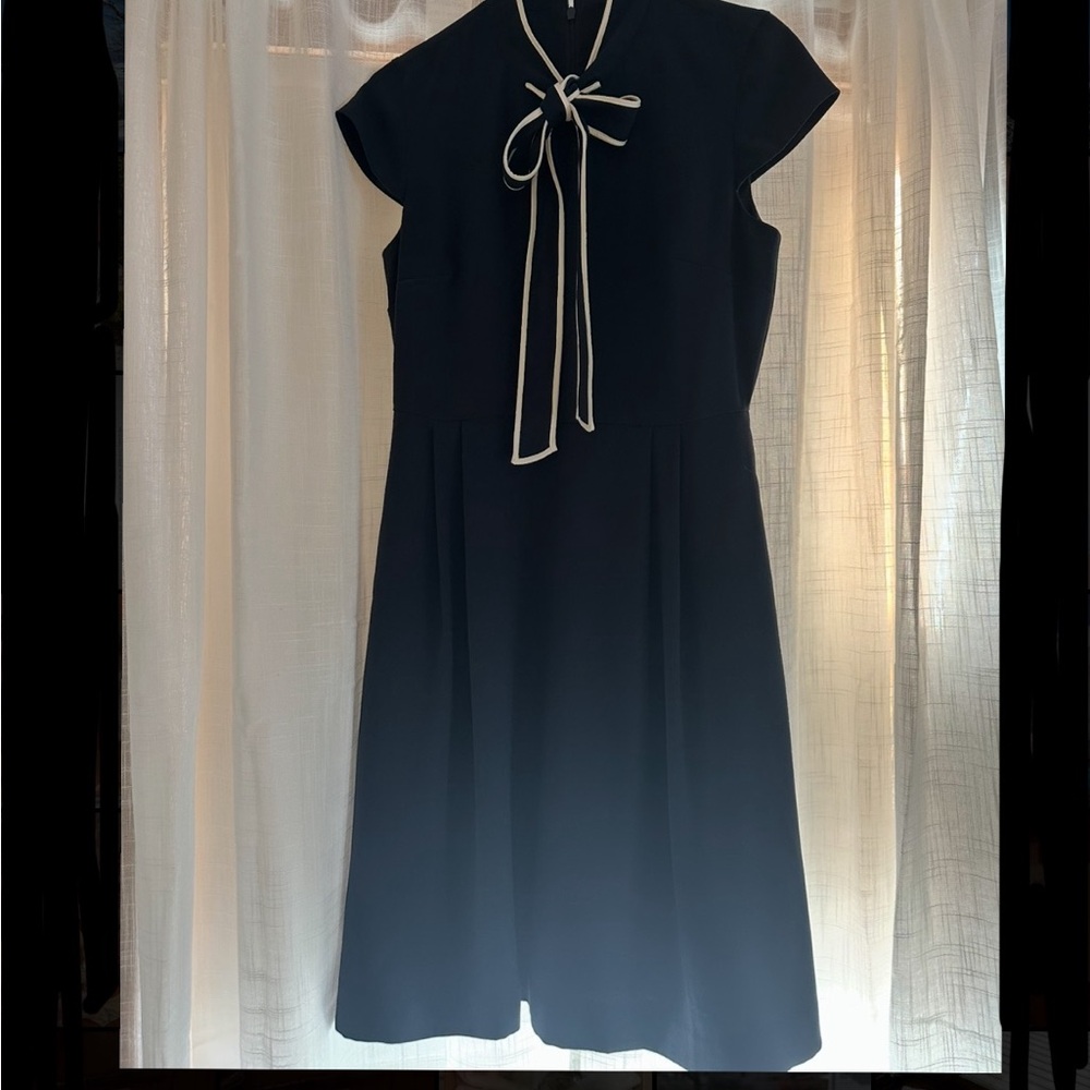 Elegant Navy J Crew Dress with Bow Detail